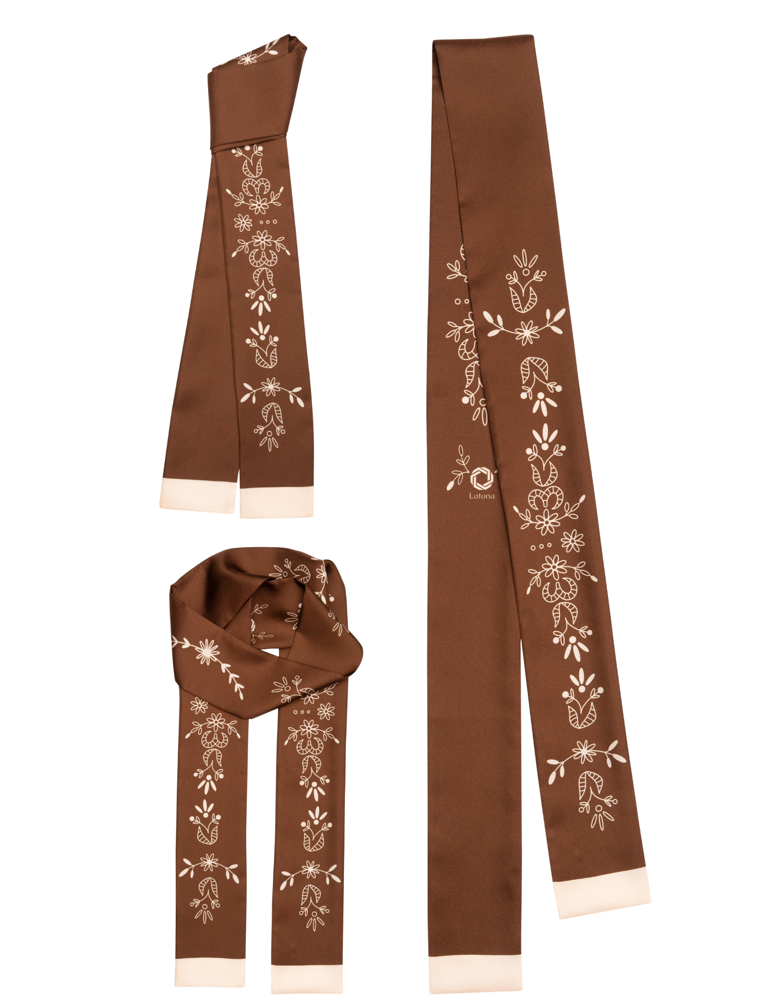 Картинка Шовкова стрічка Twilly «Мереживо» Chocolate 